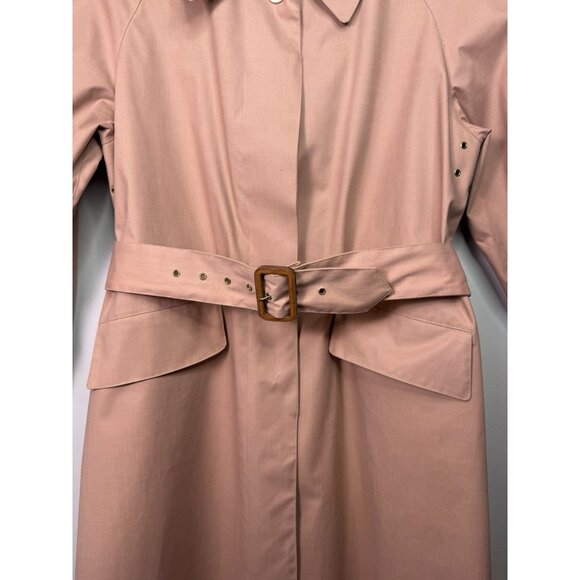 VTG PIOGGIA Count Romi 70s Italian Pink Peach Belt Trench Coat Women 10 - Picture 3 of 14